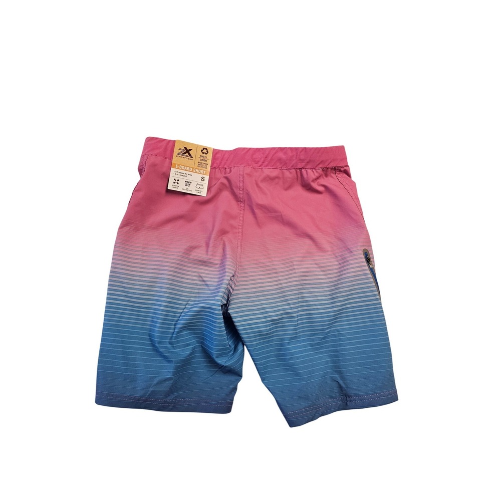 ZeroXposur Mens E-Board Shorts‎ Pink Blue Ombre Stripe Swim Trunks UPF 50+ Small